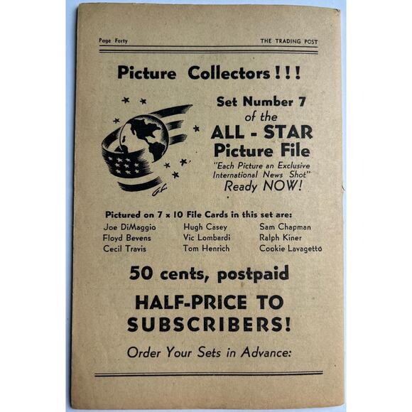 1947 Sports Exchange Trading Post Magazine Booklet Joe DiMaggio New York Yankees - Picture 5 of 6